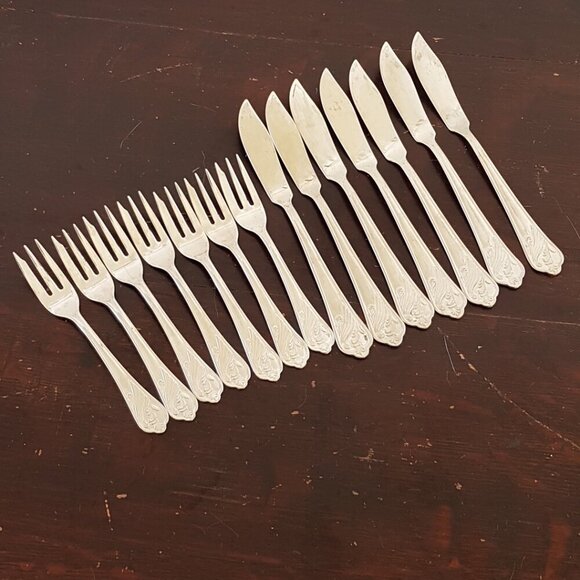 14pc Cake Forks and Butter Knife Set for 7, Marquil 18/10 Stainless Steel - Picture 6 of 7